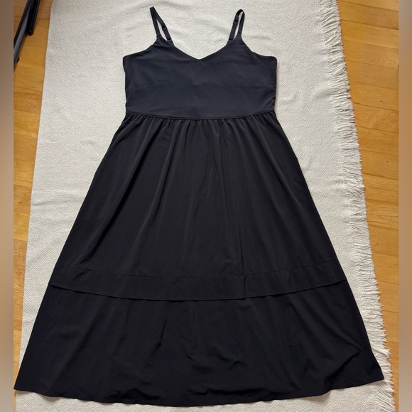Athleta Elation Black Mixed Media Parachute Tank Midi Dress XL - Picture 2 of 6
